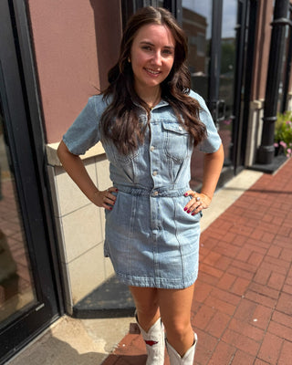 Light Wash Denim Utility Dress