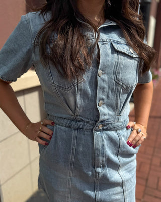 Light Wash Denim Utility Dress