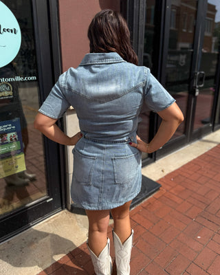 Light Wash Denim Utility Dress