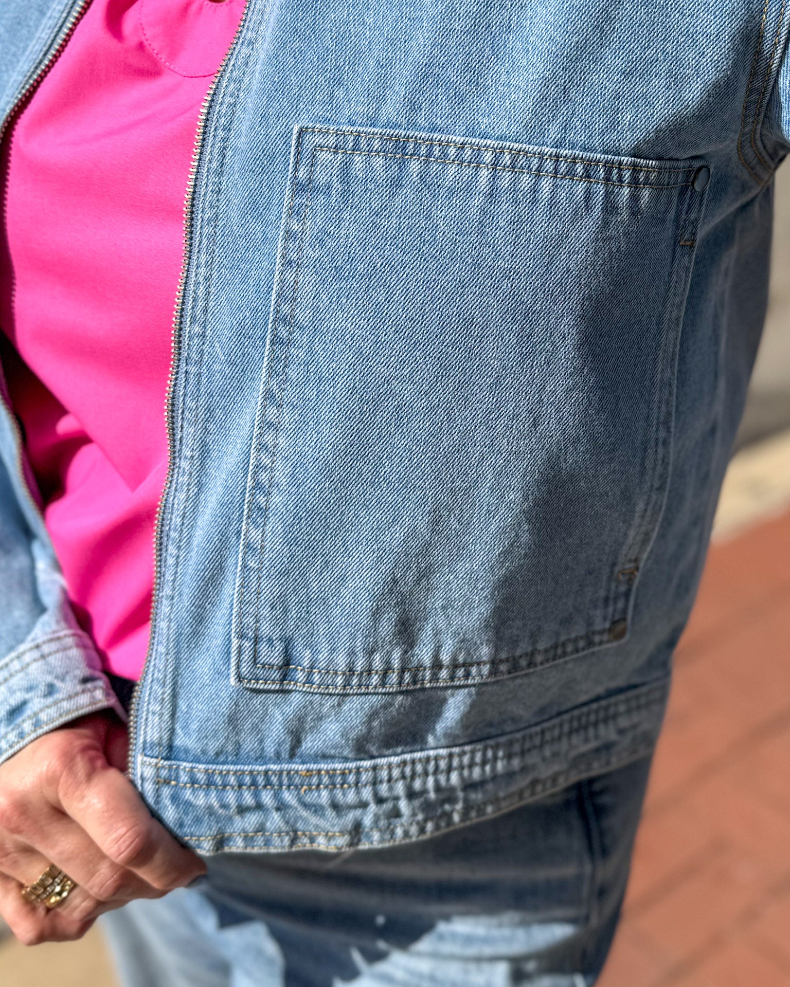 Light Blue Denim Bomber Jacket