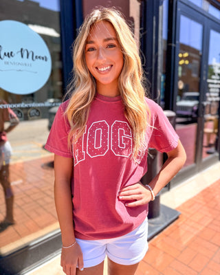 Livy Lu Arkansas Razorbacks “Hogs” Puff Print Tee - Shopbluemoonbentonville
