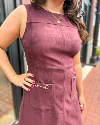Merlot Suede Sleeveless Mini Dress - Blue Moon Bentonville