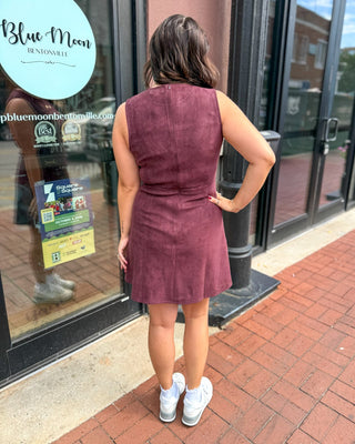 Merlot Suede Sleeveless Mini Dress - Blue Moon Bentonville