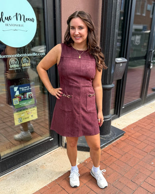 Merlot Suede Sleeveless Mini Dress - Blue Moon Bentonville