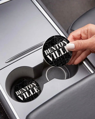 Minimalist BW Bentonville Car Coasters - Shopbluemoonbentonville