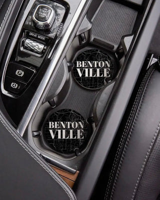 Minimalist BW Bentonville Car Coasters - Shopbluemoonbentonville