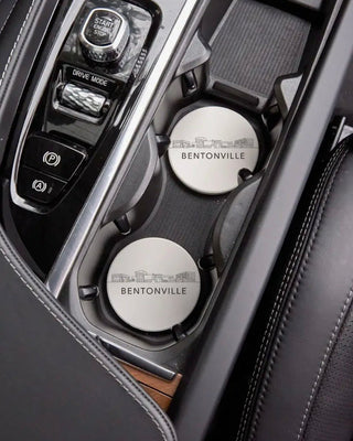 Minimalist BW Bentonville Skyline Car Coasters - Shopbluemoonbentonville