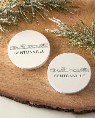 Minimalist BW Bentonville Skyline Car Coasters - Shopbluemoonbentonville