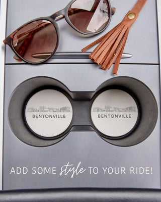 Minimalist BW Bentonville Skyline Car Coasters - Shopbluemoonbentonville