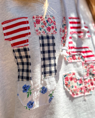 Miou Muse Patchwork USA Hoodie - Shopbluemoonbentonville