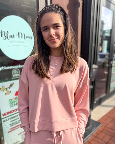 Misty Rose Laguna Dropped Shoulder Sweatshirt