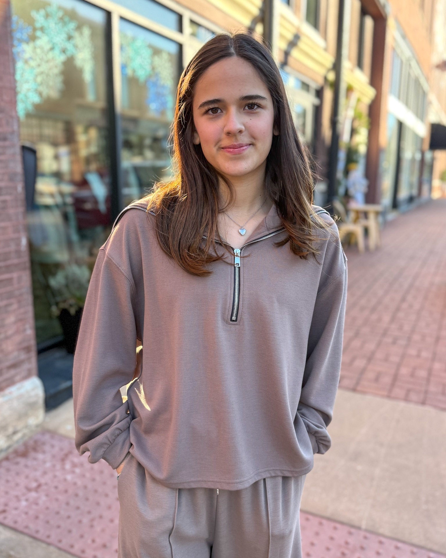 Mocha Knit Top w/Sailor Collar