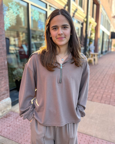 Mocha Knit Top w/Sailor Collar