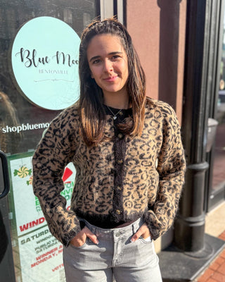 Mocha Leopard Print Cardigan - Shopbluemoonbentonville