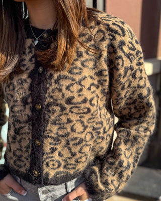 Mocha Leopard Print Cardigan - Shopbluemoonbentonville