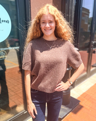 Mocha Short Sleeve Sweater - Blue Moon Bentonville