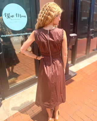 Mocha Smocked Sleeveless Dress - Blue Moon Bentonville