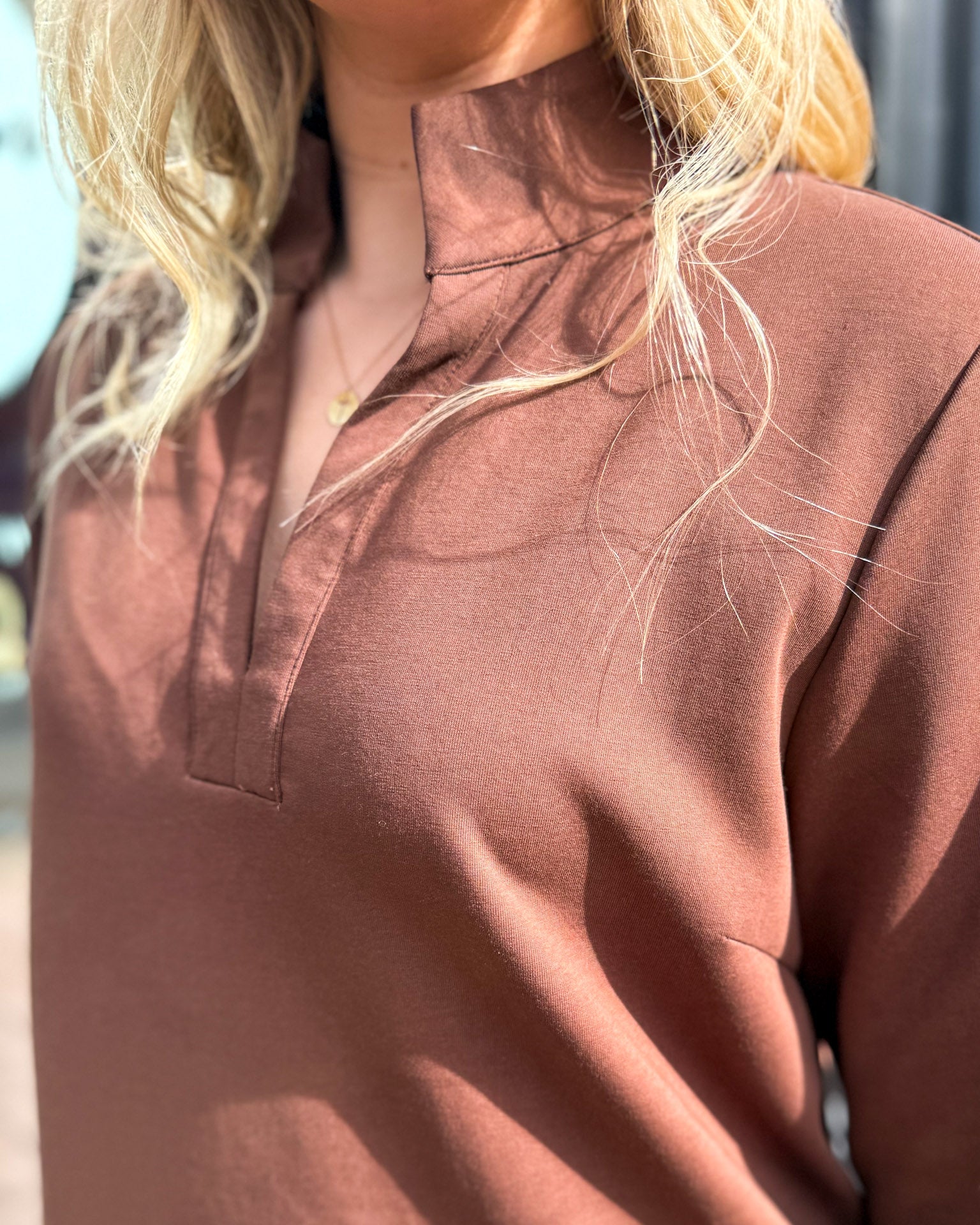 Mocha Long Sleeve Polo Dress