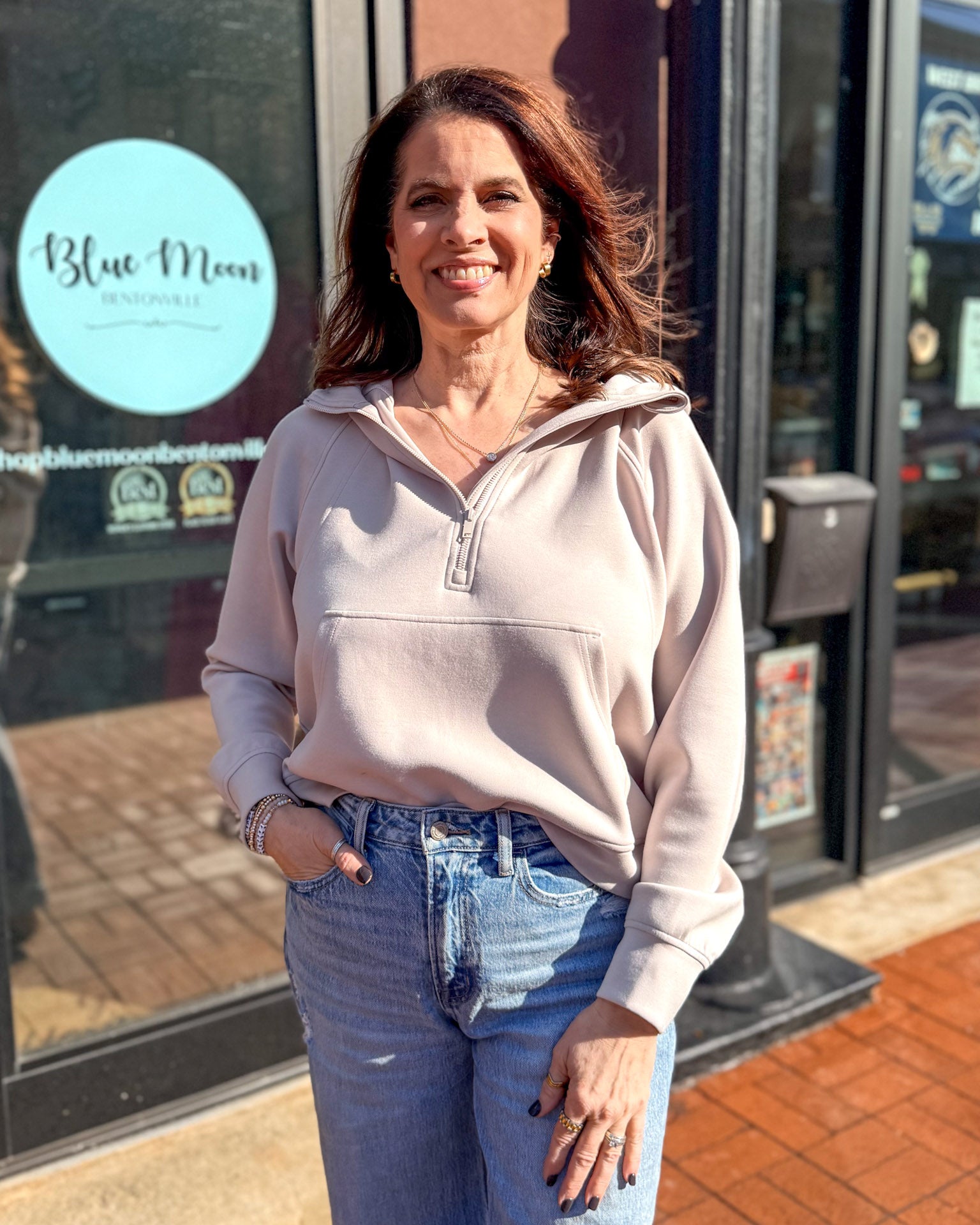 Mocha Cream Modal Half-Zip Hoodie