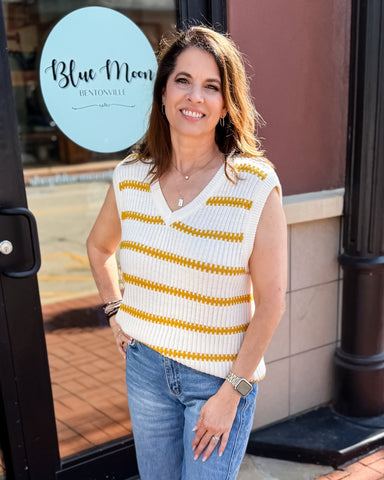 Mustard/Ivory Sleeveless Sweater