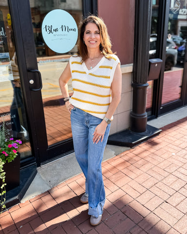 Mustard/Ivory Sleeveless Sweater