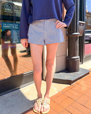 Nautical Stripe Denim Shorts - Shopbluemoonbentonville