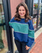 Navy and Green Colorblock Stripe Sweatshirt