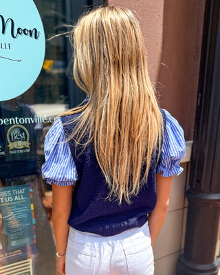 Navy Layered Sweater Top - Shopbluemoonbentonville