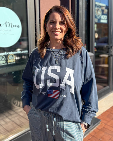 Navy USA Raglan Sweatshirt