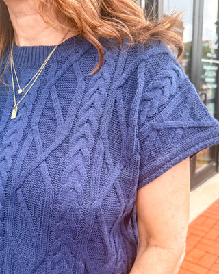 Navy Cable-Knit Sweater