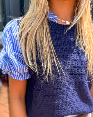 Navy Layered Sweater Top