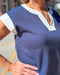 Navy Contrast Pique Top 