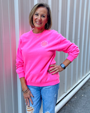 Neon Pink Be Kind Sweatshirt