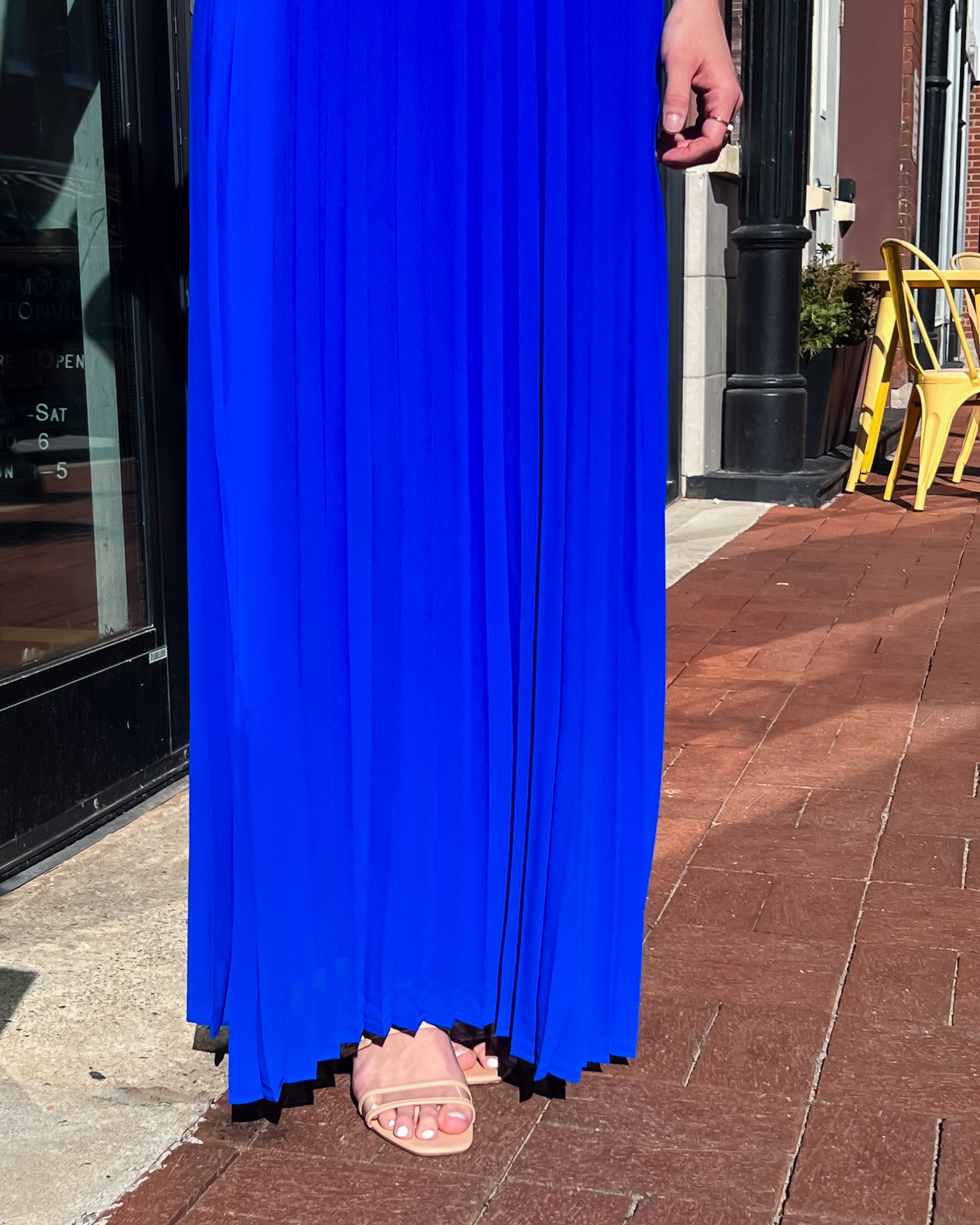 Neon Blue Pleated Maxi Dress