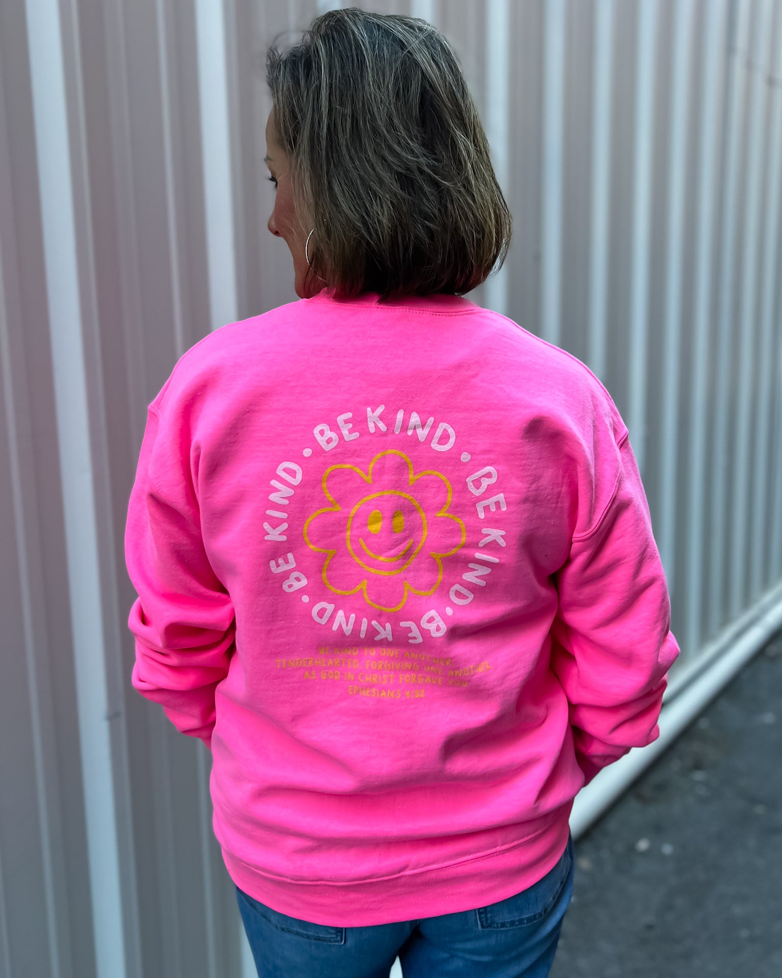 Neon Pink Be Kind Sweatshirt