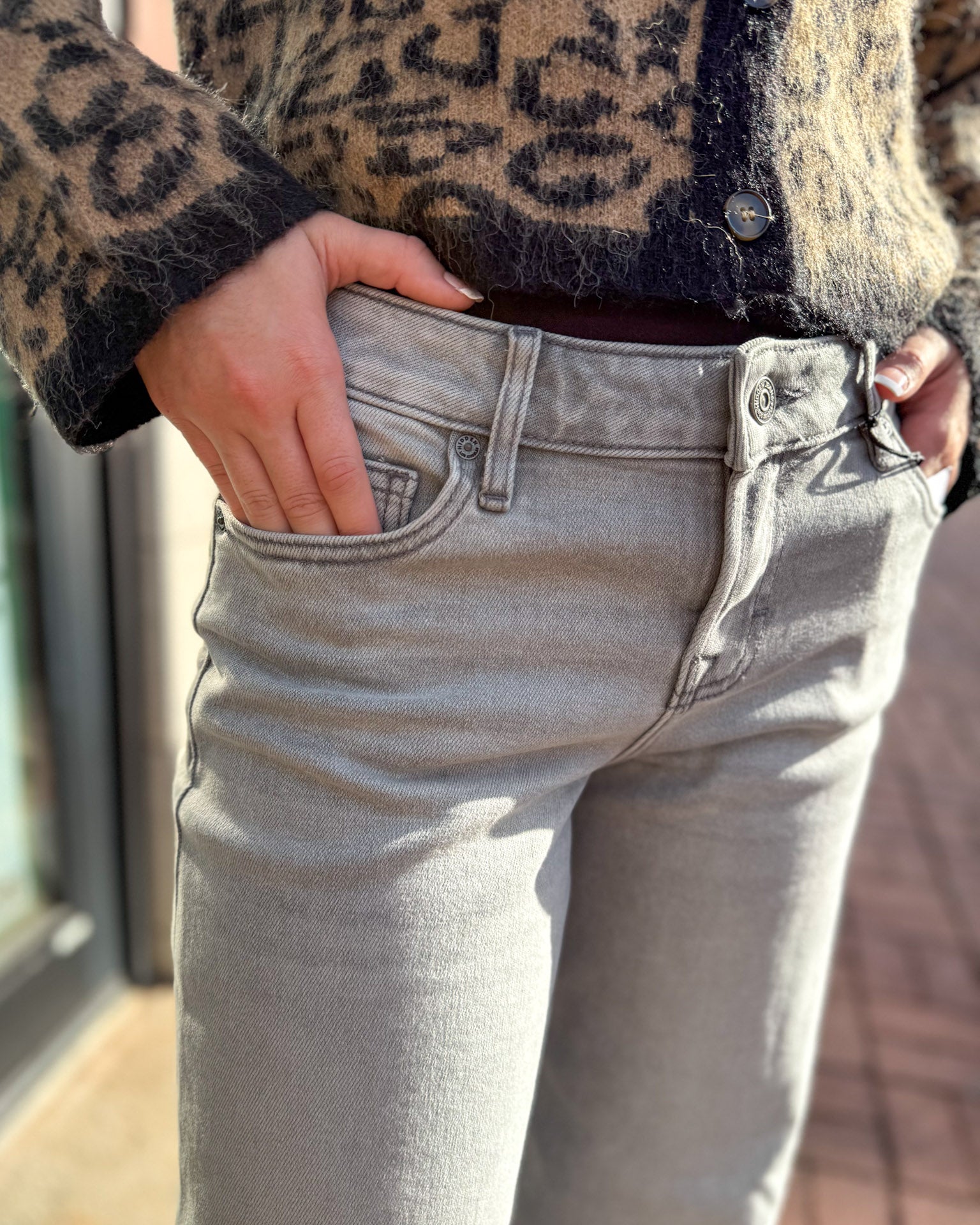 Nori Light Grey Wide Leg Jeans