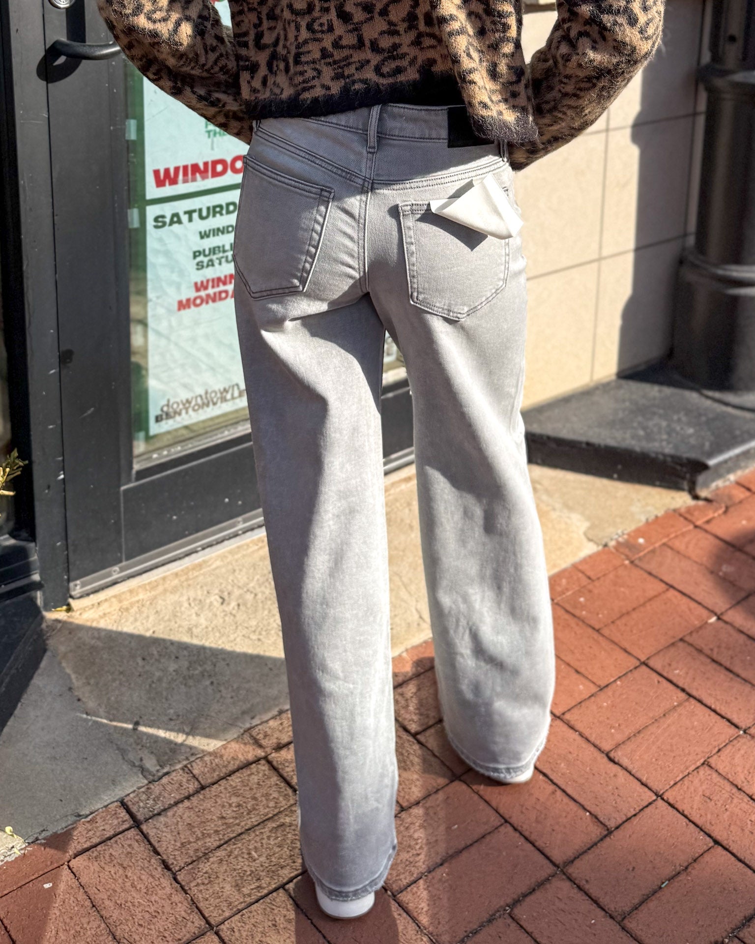 Nori Light Grey Wide Leg Jeans