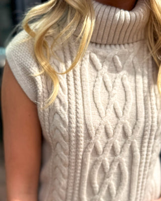 Oatmeal Cable-Knit Turtleneck Sweater - Blue Moon Bentonville