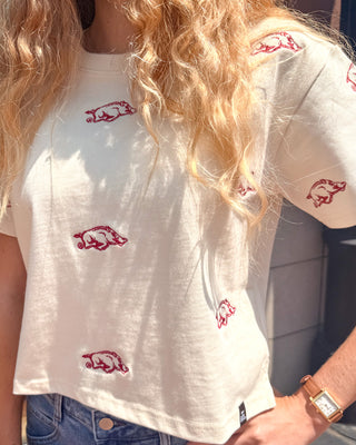Oatmeal Razorback Ritter Cropped T-shirt
