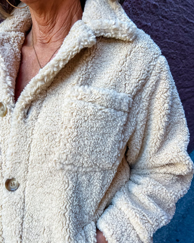 Oatmeal Oversized Sherpa Jacket