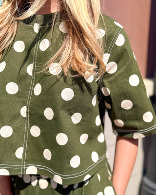Olive Polka Dot Cropped Top - Blue Moon Bentonville