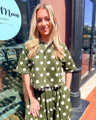 Olive Polka Dot Cropped Top - Blue Moon Bentonville