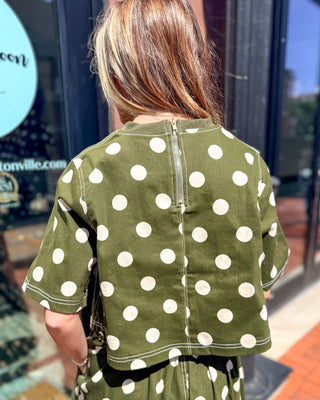 Olive Polka Dot Cropped Top - Blue Moon Bentonville