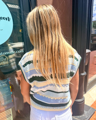 Olive Sky Striped Pointelle Sweater - Shopbluemoonbentonville