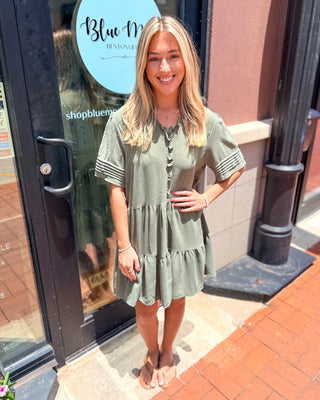 Olive Tiered Mini Dress - Shopbluemoonbentonville