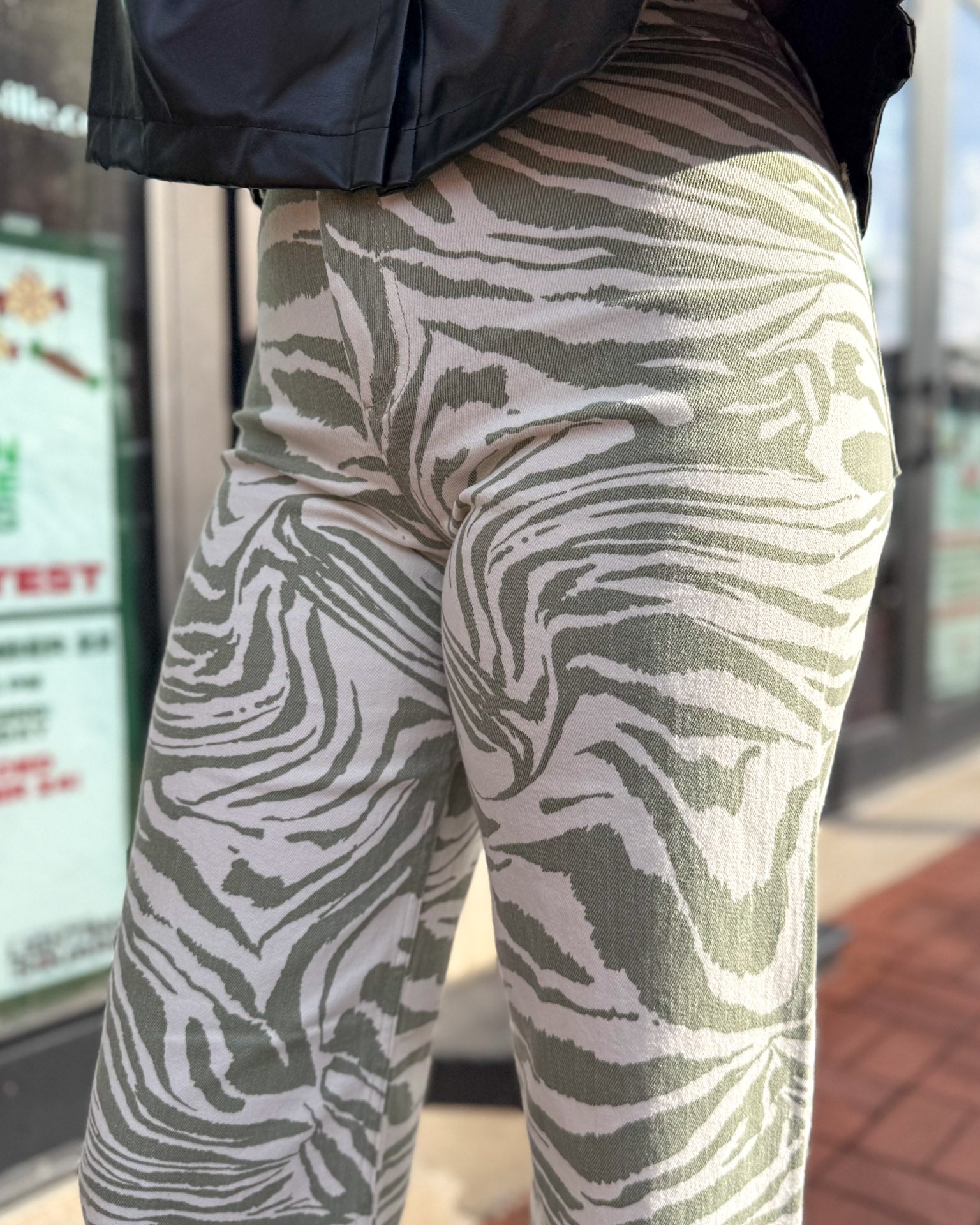Olive Zebra Stretch Pants