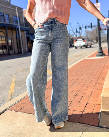 Olivia HR Wide Leg Floral Jeans