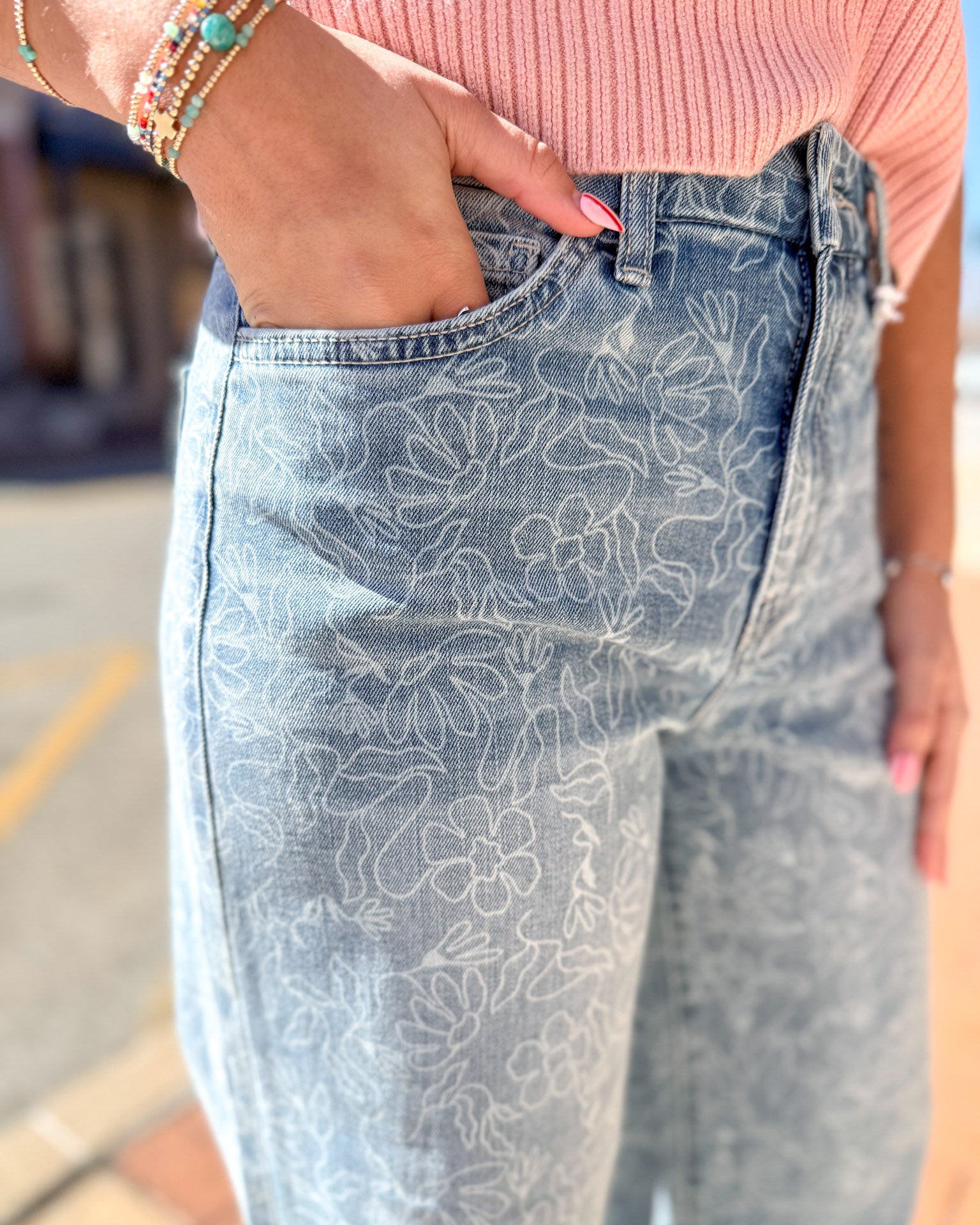 Olivia HR Wide Leg Floral Jeans