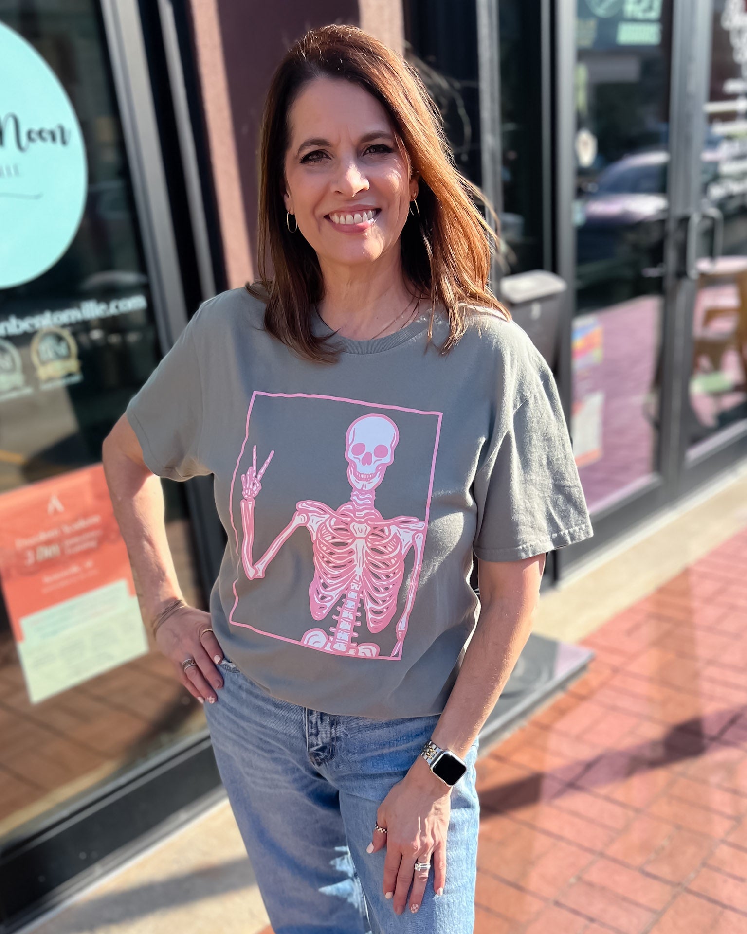 Pink Skeleton Graphic Tshirt