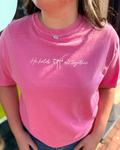 Pink He Holds All Together T-shirt